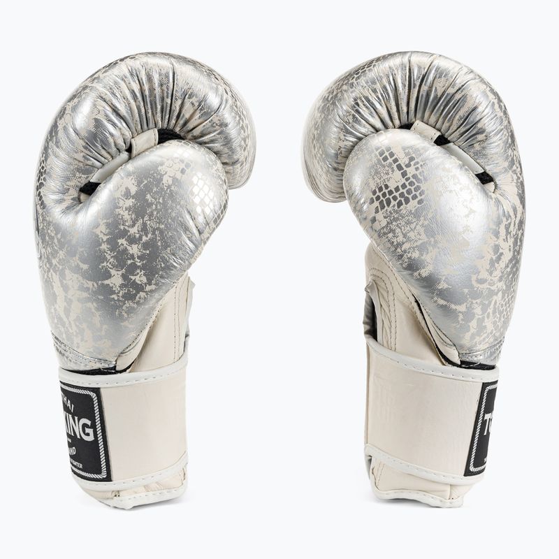 Rękawice bokserskie Top King Muay Thai Super Star Air Snake white/silver 3