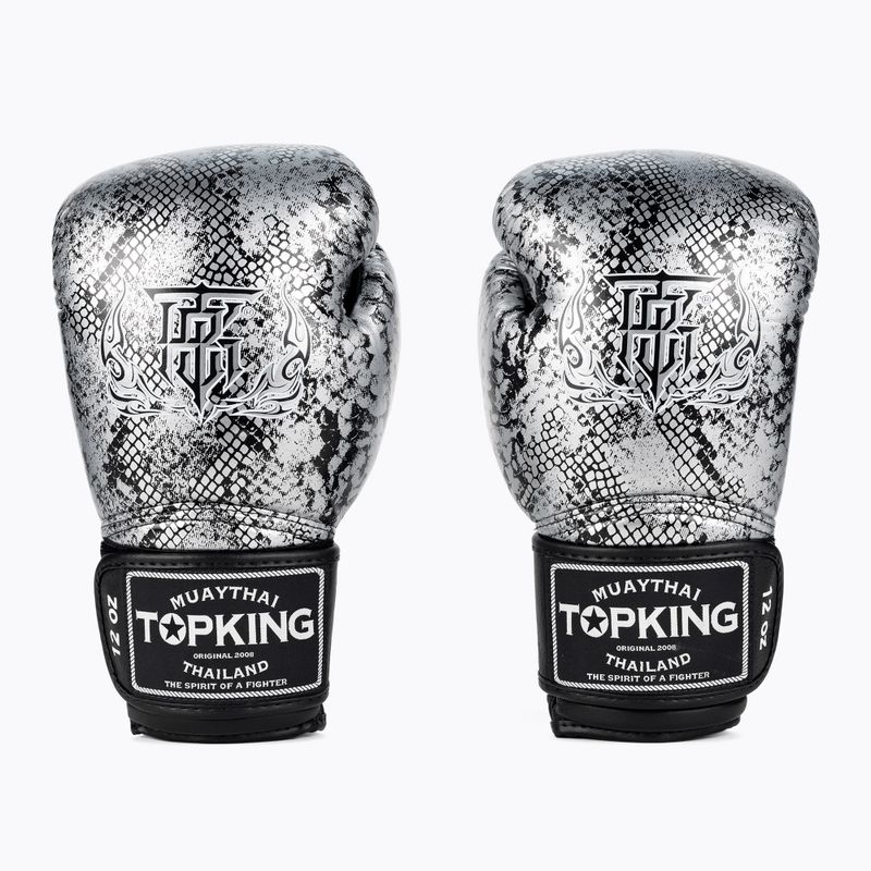 Rękawice bokserskie Top King Muay Thai Super Star Air Snake black/silver
