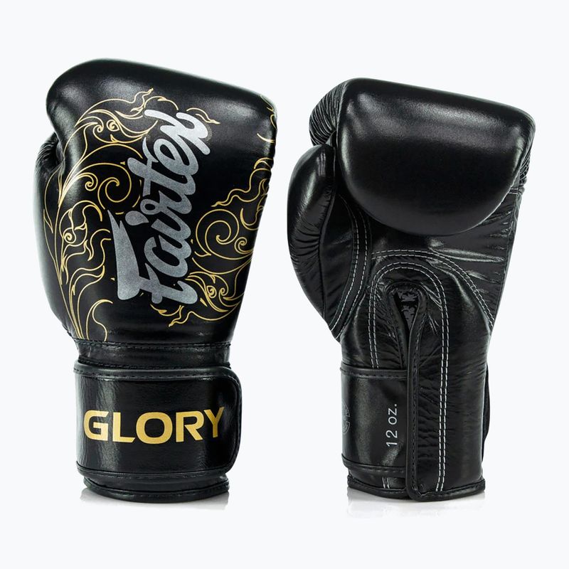 Rękawice bokserskie Fairtex Glory Kickboxing Competition Training Boxing black/gold