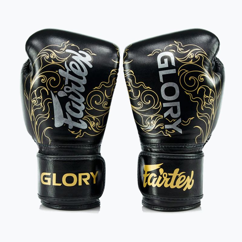 Rękawice bokserskie Fairtex Glory Kickboxing Competition Training Boxing black/gold