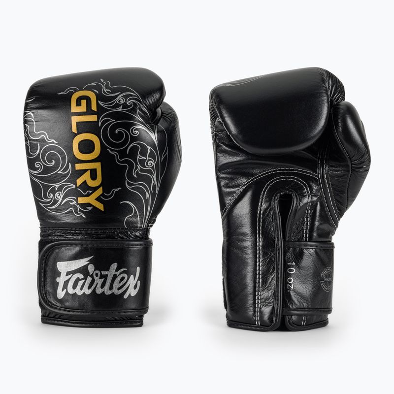 Rękawice bokserskie Fairtex Glory Kickboxing Competition Training Boxing black/silver