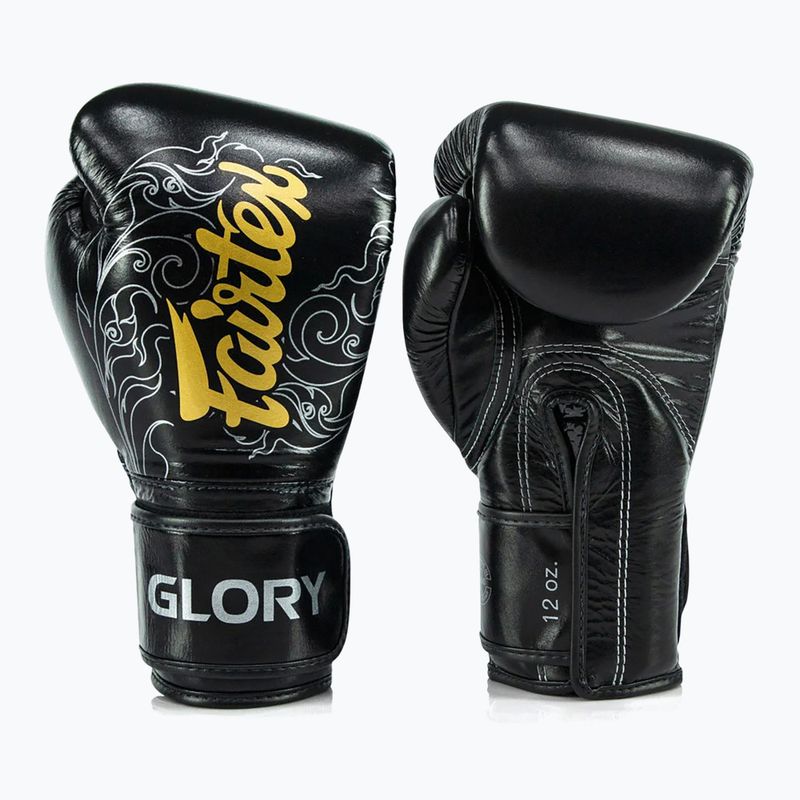 Rękawice bokserskie Fairtex Glory Kickboxing Competition Training Boxing black/silver