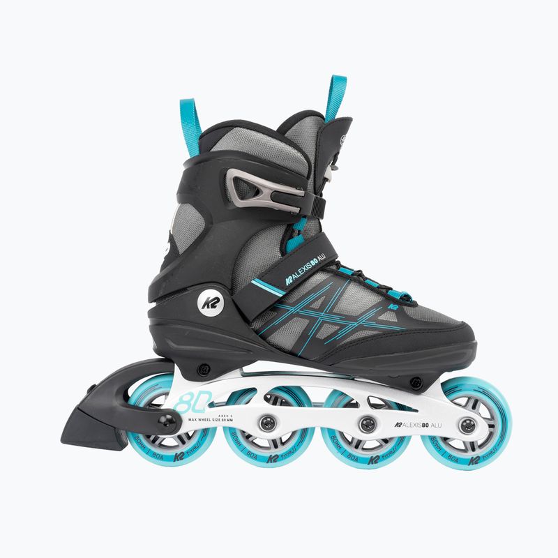 Rolki damskie K2 Alexis 80 Alu grey/cyan 2