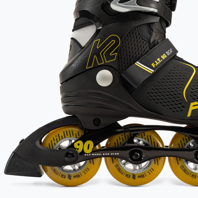 Rolki męskie K2 F.I.T. 90 Boa black/yellow 7