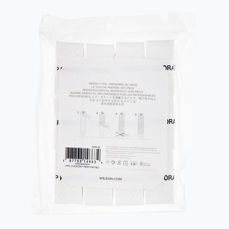Owijki do rakiet tenisowych Wilson Pro Overgrip Perforated 12 szt. white 2