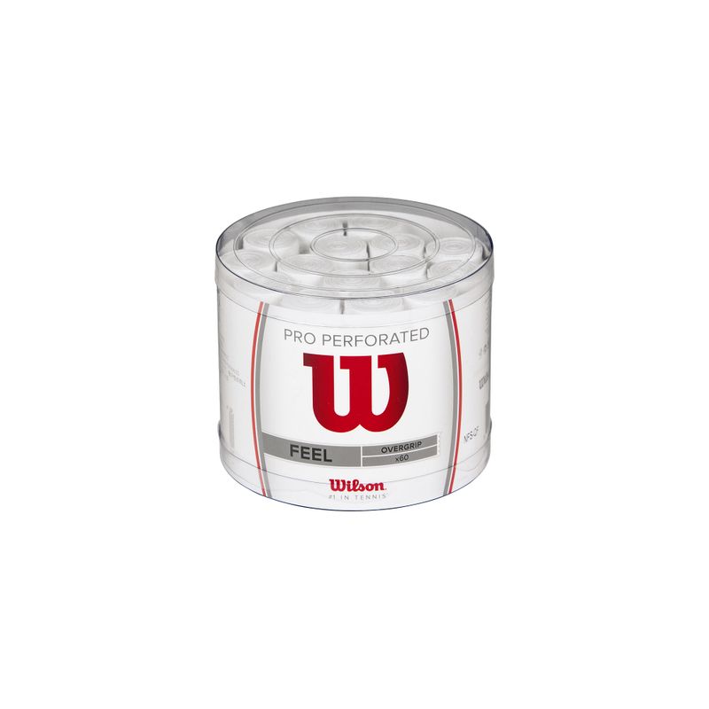 Owijki do rakiet tenisowych Wilson Pro Overgrip Perforated Bucket 60 szt. white
