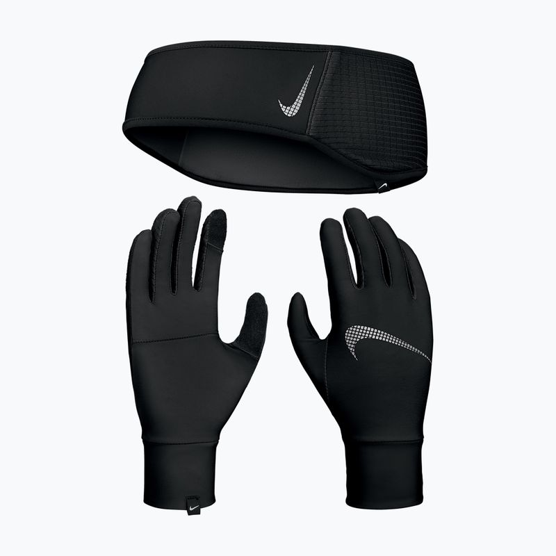 Zestaw opaska + rękawiczki damski Nike Essential Running black/black/silver 9