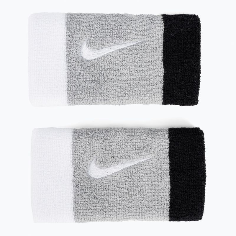 Frotki na nadgarstek Nike Swoosh Doublewide Wristbands 2 szt. lt smoke grey/black/white 2