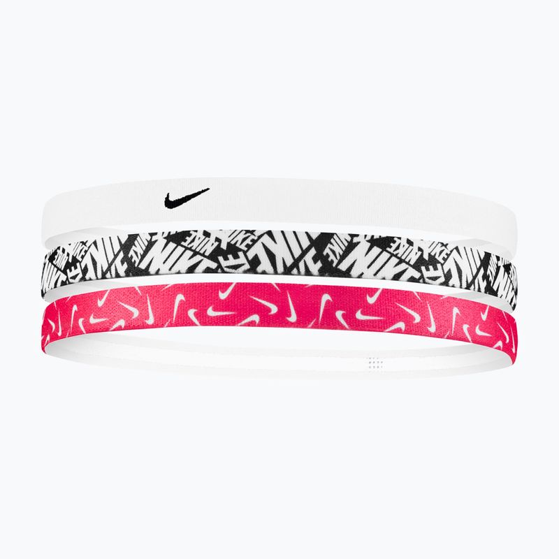 Opaska na głowę Nike Printed Headbands 3 szt. white/aster pink/black