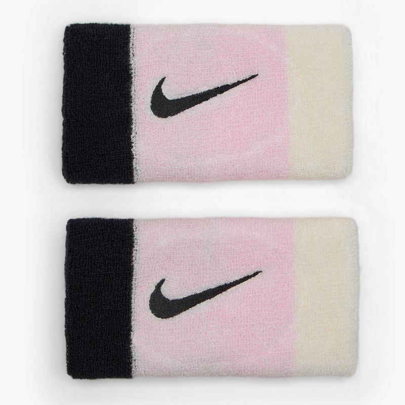 Frotki na nadgarstek Nike Swoosh Doublewide Wristbands 2 szt. pink foam/coconut milk/black