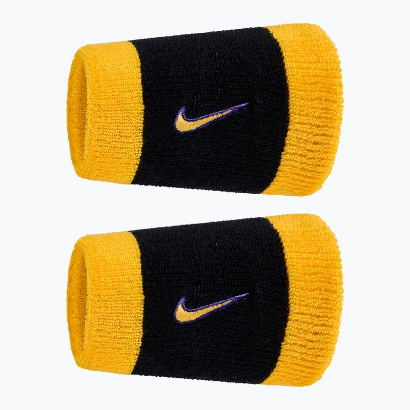 Frotki na nadgarstek Nike Swoosh Classic Doublewide Wristbands 2 szt black/court purple university gold