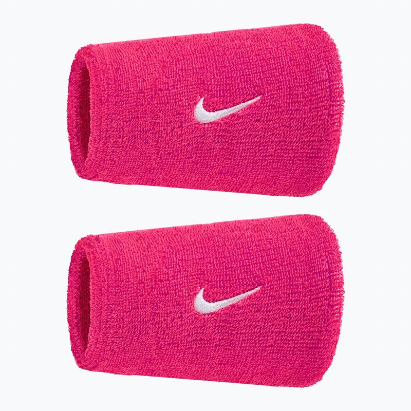 Frotki na nadgarstek Nike Swoosh Classic Doublewide Wristbands 2 szt vivid pink/white