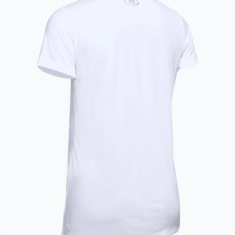 Koszulka treningowa damska Under Armour Tech SSV - Solid white/metallic silver 5