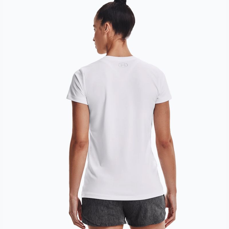Koszulka treningowa damska Under Armour Tech SSV - Solid white/metallic silver 2