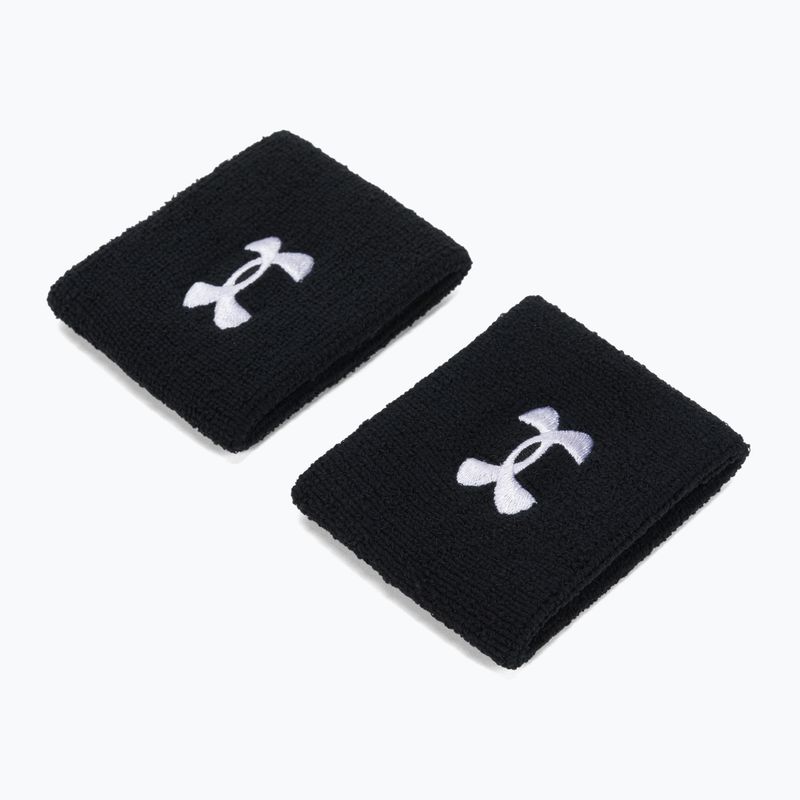 Frotki na nadgarstek męskie Under Armour Performance Wristbands 2 szt. black/white