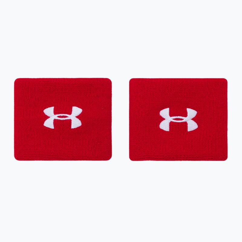 Frotki na nadgarstek męskie Under Armour Performance Wristbands 2 szt. red/white 2