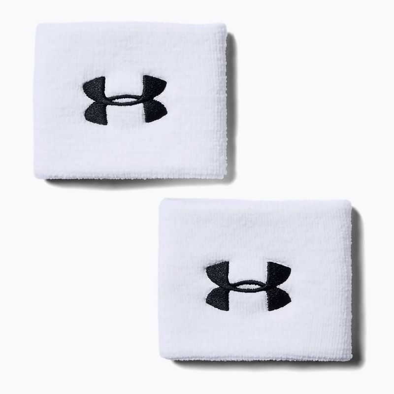 Frotki na nadgarstek męskie Under Armour Performance Wristbands 2 szt. white/black 2