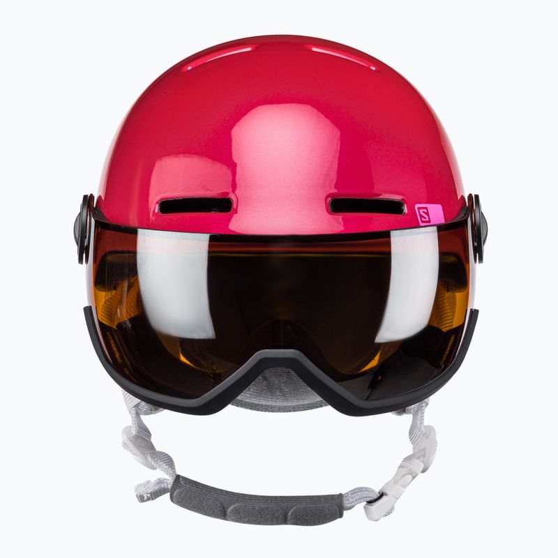 Kask narciarski dziecięcy Salomon Grom Visor Jr glossy pink/tonic orange 2