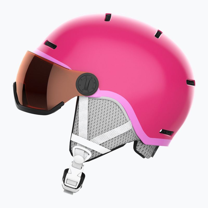 Kask narciarski dziecięcy Salomon Grom Visor Jr glossy pink/tonic orange 9