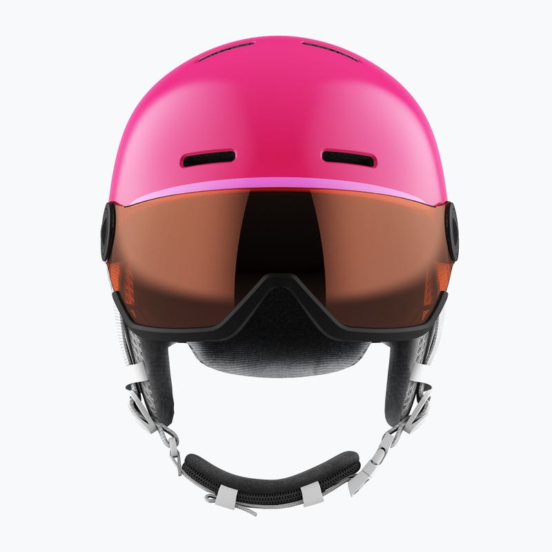 Kask narciarski dziecięcy Salomon Grom Visor Jr glossy pink/tonic orange 10