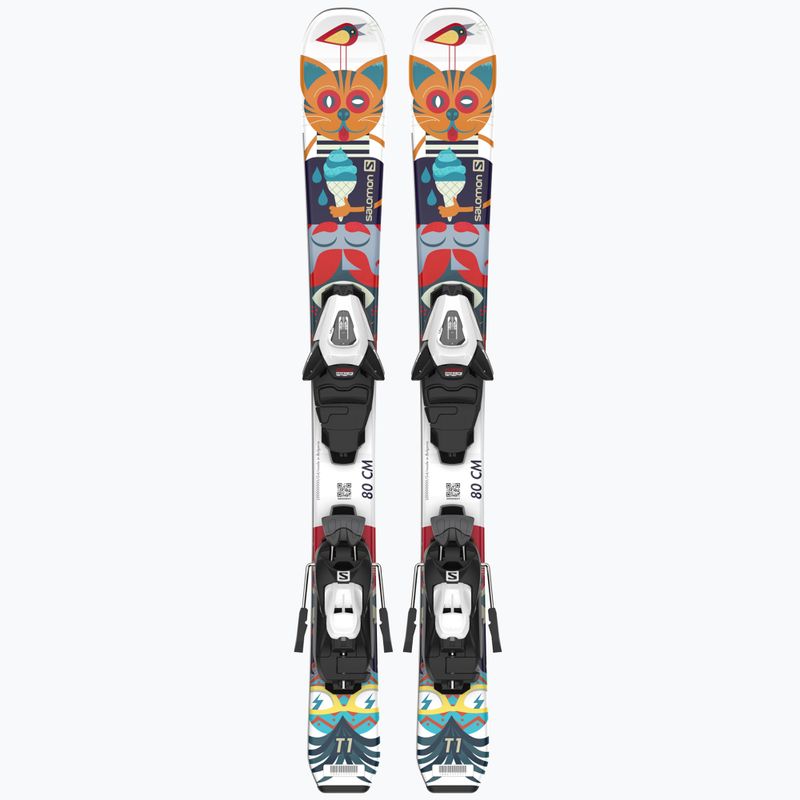 Narty zjazdowe dziecięce Salomon T1 XS + wiązania C5 multicolor 9