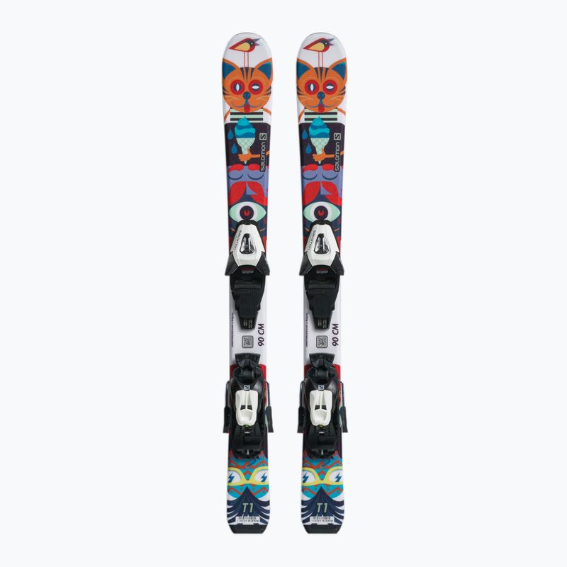 Narty zjazdowe dziecięce Salomon T1 XS + wiązania C5 multicolor