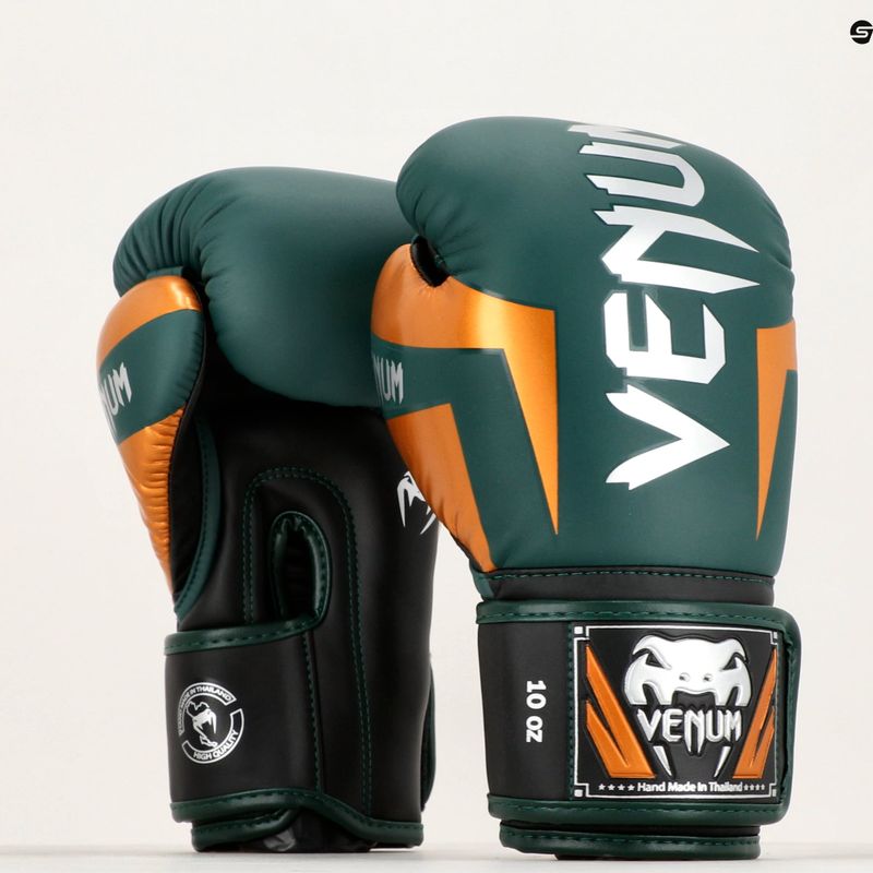 Rękawice bokserskie Venum Elite green/bronze/silver 6