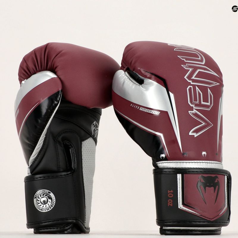 Rękawice bokserskie Venum Elite Evo burgundy/silver 7