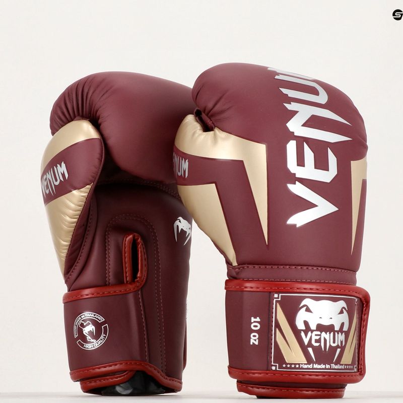 Rękawice bokserskie Venum Elite burgundy/gold 6