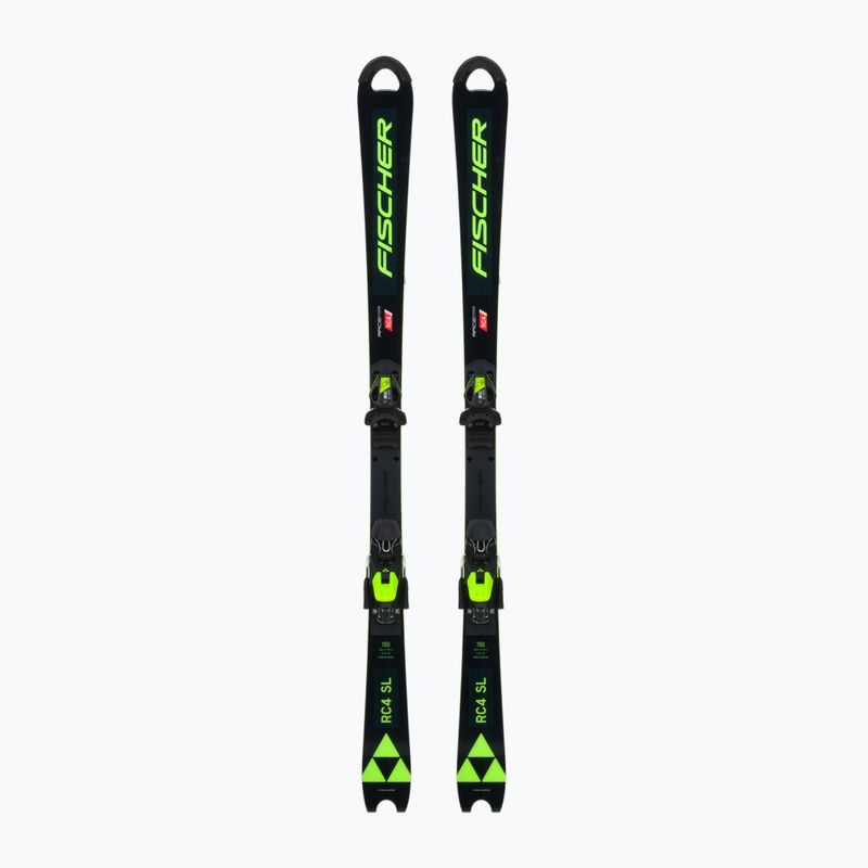 Narty zjazdowe dziecięce Fischer RC4 Worldcup SL JR. M/O-Plate + wiązania RC4 Z9 GW AC black/yellow