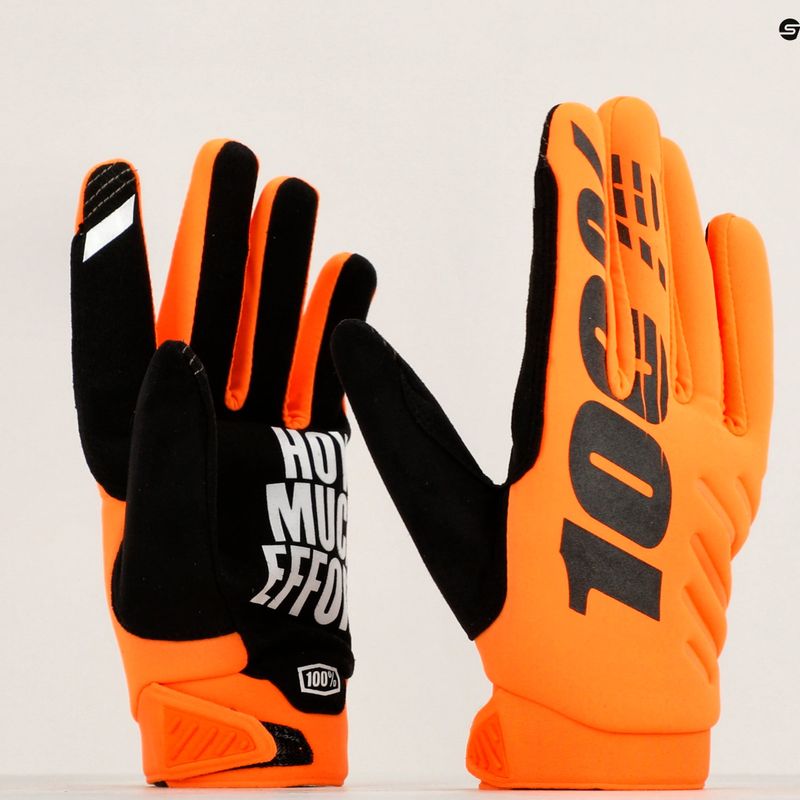 Rękawiczki rowerowe męskie 100% Brisker fluo orange/black 6