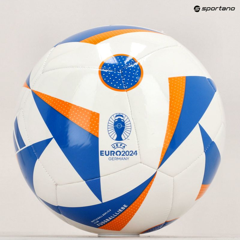 Piłka do piłki nożnej adidas Fussballliebe Club EURO 2024 white/glow blue/lucky orange rozmiar 4 5