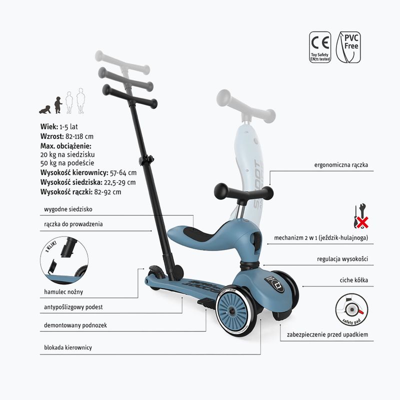 Hulajnoga trójkołowa dziecięca Scoot & Ride Highwaykick 1 Push And Go steel 8