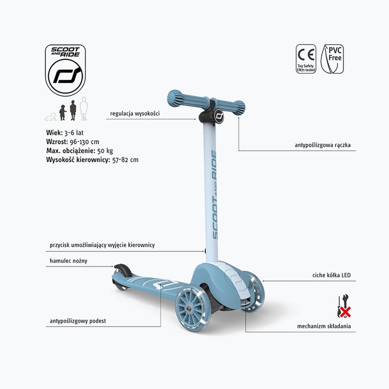 Hulajnoga trójkołowa dziecięca Scoot & Ride Highwaykick 3S 2w1 LED steel 2