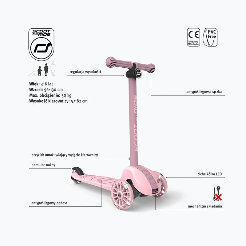 Hulajnoga trójkołowa dziecięca Scoot & Ride Highwaykick 3S 2w1 LED rose 2