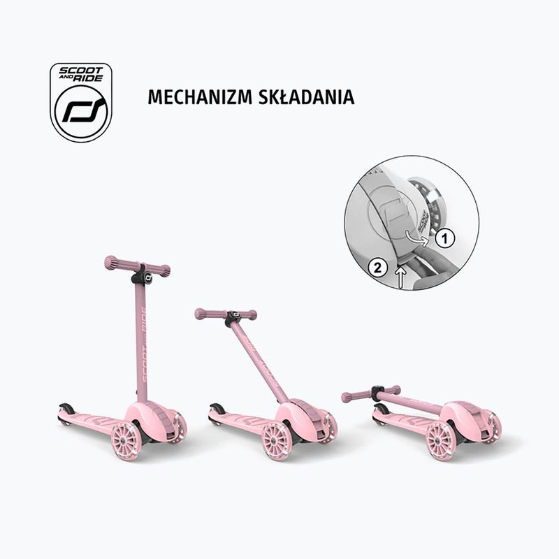 Hulajnoga trójkołowa dziecięca Scoot & Ride Highwaykick 3S 2w1 LED rose 4