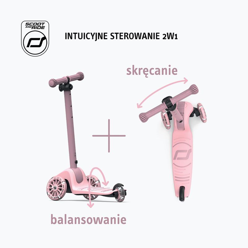 Hulajnoga trójkołowa dziecięca Scoot & Ride Highwaykick 3S 2w1 LED rose 5