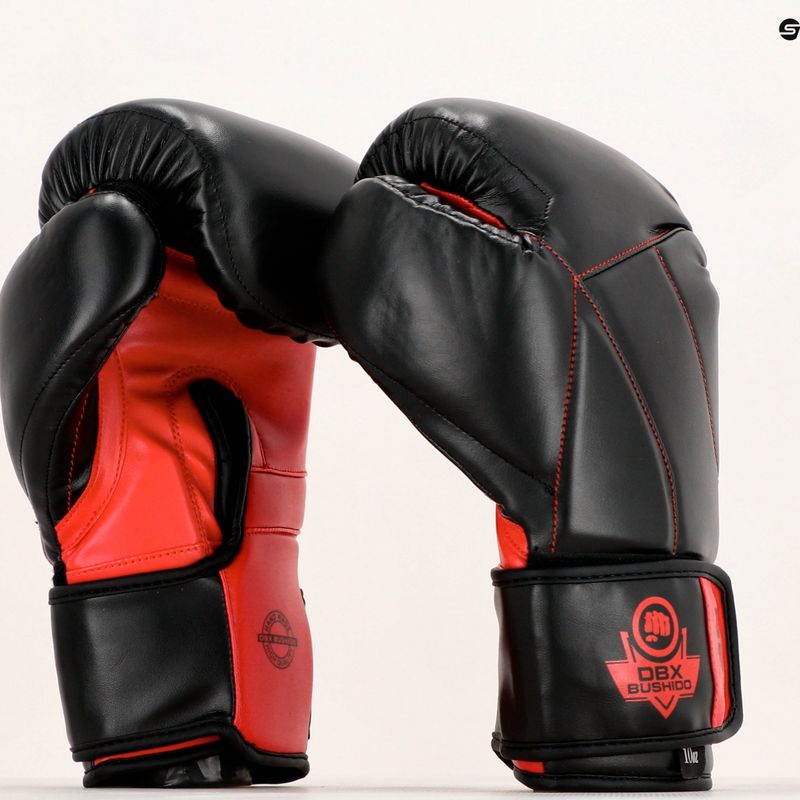 Rękawice bokserskie DBX BUSHIDO "Hammer - Red" Muay Thai czarne/czerwone 19