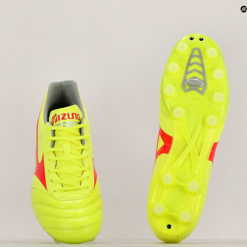 Buty piłkarskie Mizuno Morelia II Pro MD safety yellow/fiery coral 2/galaxy silver 10