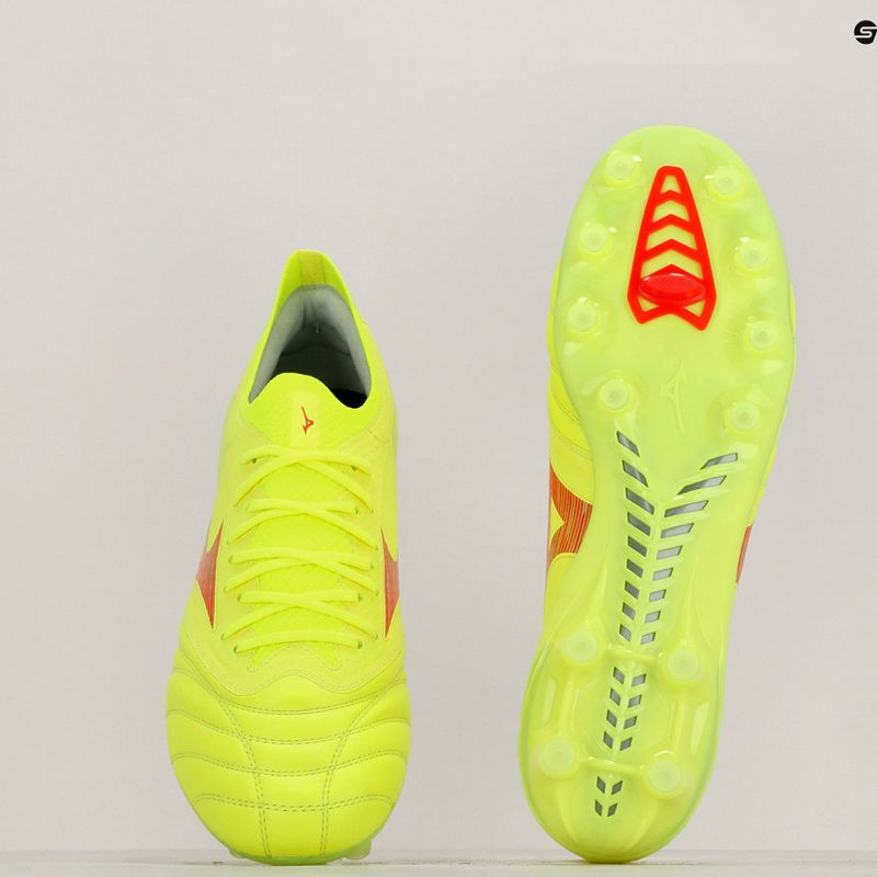 Buty piłkarskie męskie Mizuno Morelia Neo IV Β Elite MD safety yellow/fiery coral 2/galaxy silver 11