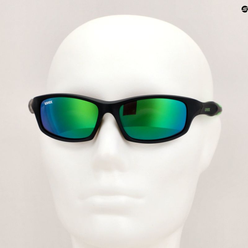Okulary przeciwsłoneczne dziecięce UVEX Sportstyle 507 black matt/green/mirror green 12
