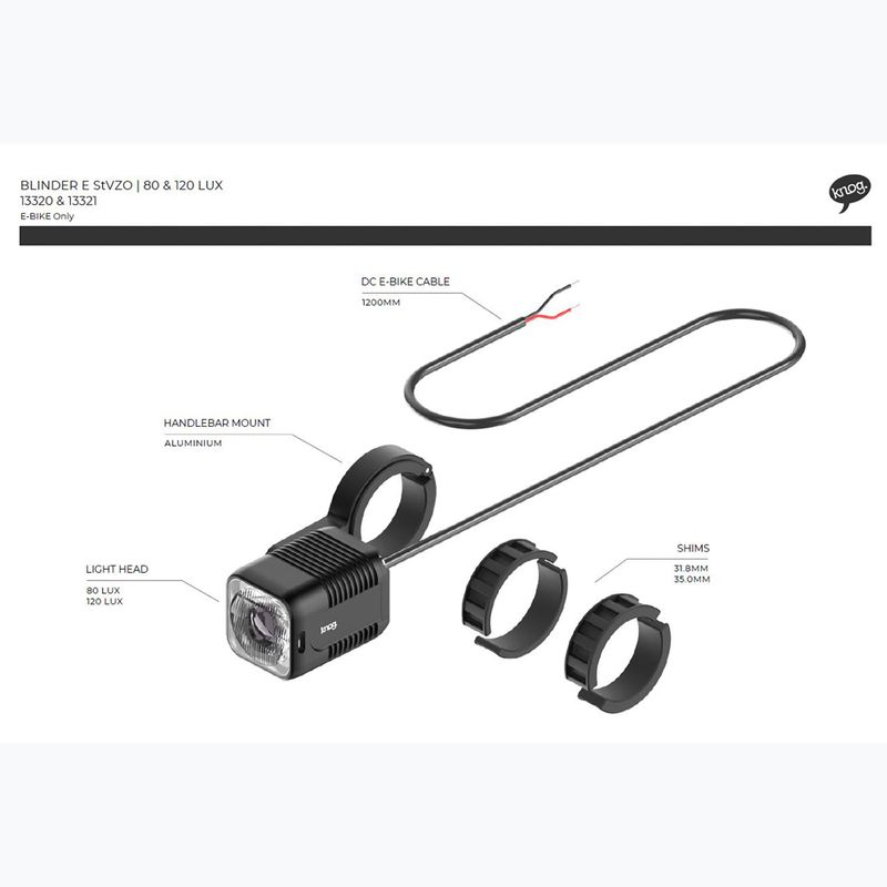 Lampka rowerowa przednia Knog Blinder E 80 Lux StVZO czarny 4