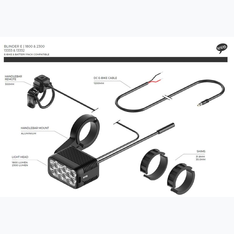 Lampka rowerowa przednia Knog Blinder E 1800 czarny 5