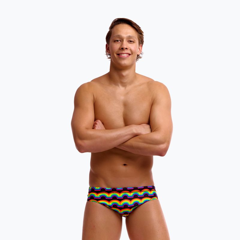 Slipy pływackie męskie Funky Trunks Classic Brief rainbowie 3