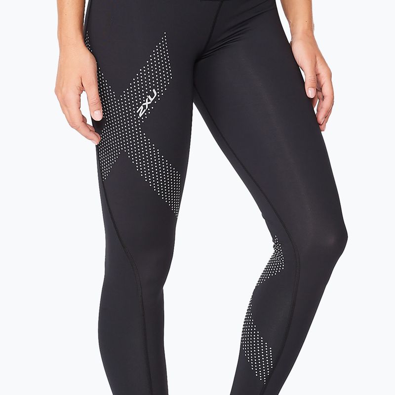 Legginsy treningowe damskie 2XU Motion Mid-Rise Compression black/dotted reflective logo 5