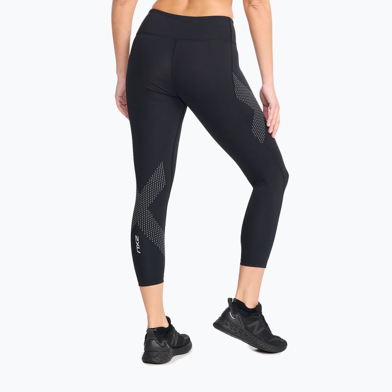 Legginsy treningowe damskie 2XU Motion Mid-Rise Compression 7/8 black/dotted reflective logo 3