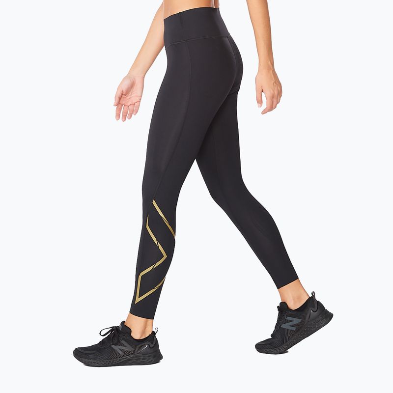 Legginsy treningowe damskie 2XU Force Mid-Rise Compression black/gold 2