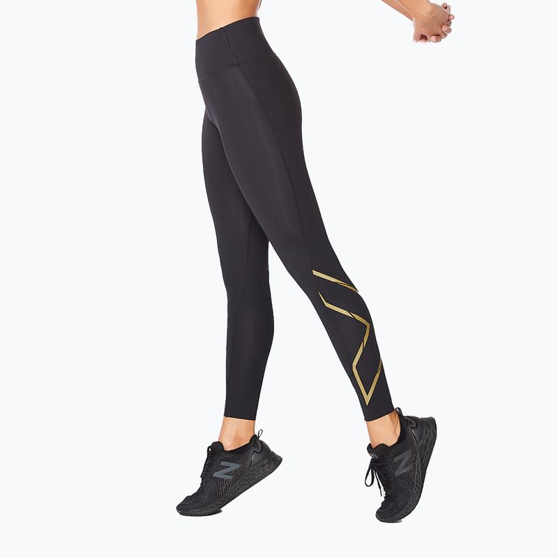 Legginsy treningowe damskie 2XU Force Mid-Rise Compression black/gold 3