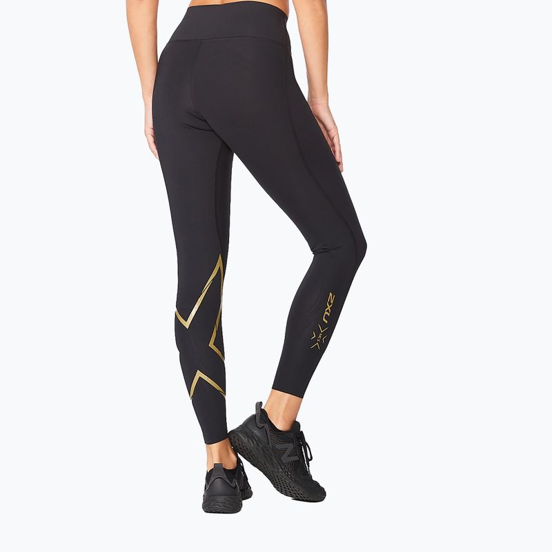 Legginsy treningowe damskie 2XU Force Mid-Rise Compression black/gold 4