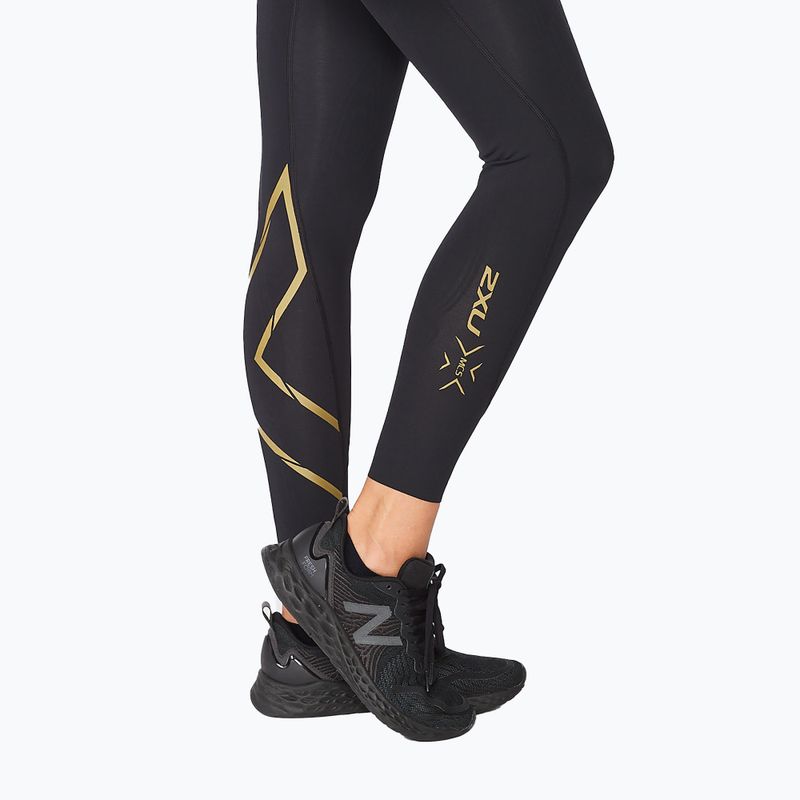Legginsy treningowe damskie 2XU Force Mid-Rise Compression black/gold 5